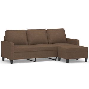 vidaXL Sof&aacute; de 3 lugares com apoio de p&eacute;s 180 cm tecido castanho