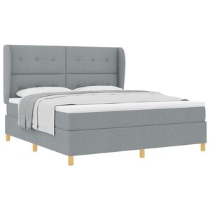 vidaXL Cama Box Springs com Colch&atilde;o Cinza Escuro 90x190 cm tecido
