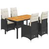 vidaXL 5 pcs conjunto bistr&ocirc; de jardim c/ almofad&otilde;es vime PE preto