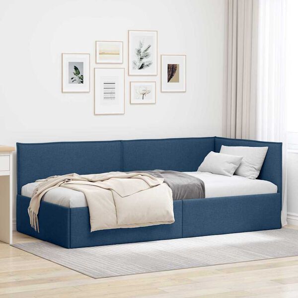 vidaXL Estrutura de Cama de Canto Azul 80 x 200 cm Veludo