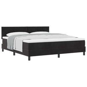 vidaXL Cama Box com colch&atilde;o com cabeceira Preto 180 x 200 cm Veludo