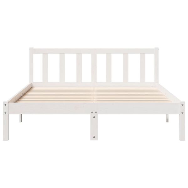 vidaXL Cama extra longa sem colch&atilde;o 160x210 cm pinho maci&ccedil;o branco