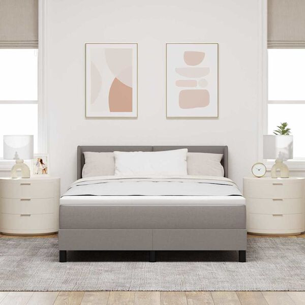 vidaXL Cama Box Cinzento-acastanhado 190 x 140 cm Poli&eacute;ster