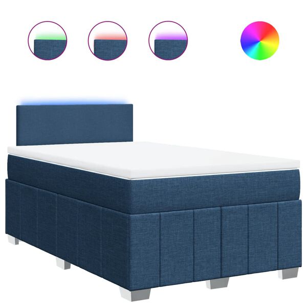 vidaXL Cama boxspring com colch&atilde;o 120x190 cm tecido azul