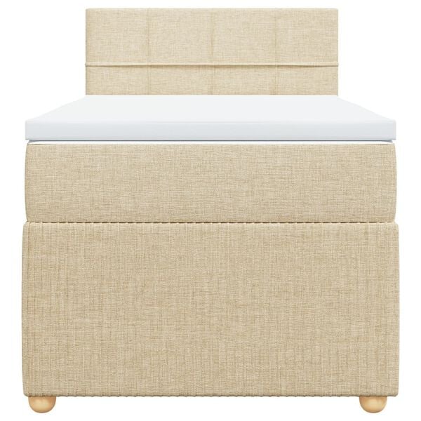 vidaXL Cama com molas/colch&atilde;o 80x200 cm tecido cor cr&egrave;me