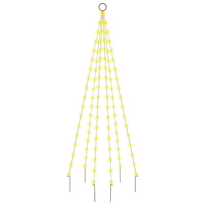 vidaXL Árvore de Natal mastro de bandeira 108 LEDs 180cm branco quente