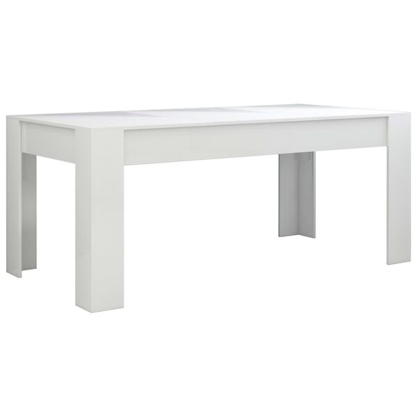 vidaXL Mesa de jantar 180x90x76 cm contraplacado branco brilhante