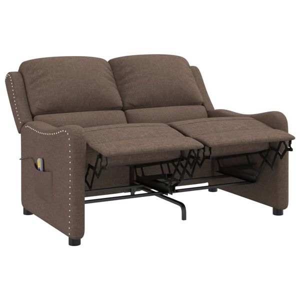 vidaXL Poltrona massagens 2 lug. reclinável tecido cinza-acastanhado