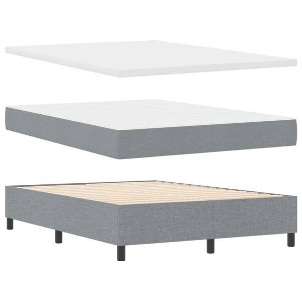vidaXL Cama Box com colch&atilde;o Cinzento-claro 140 x 190 cm tecido
