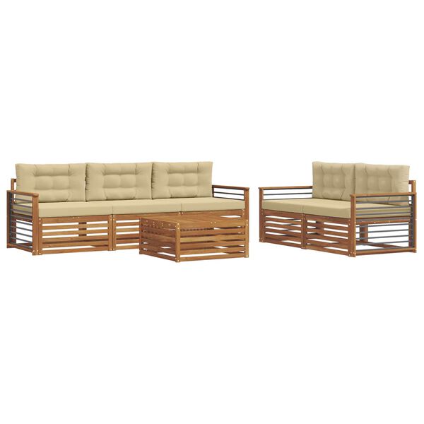 vidaXL Conjunto de Sof&aacute;s para Exterior 6 pcs Natural e Bege