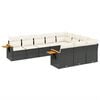 vidaXL 10 pcs conjunto sof&aacute;s de jardim c/ almofad&otilde;es vime PE preto