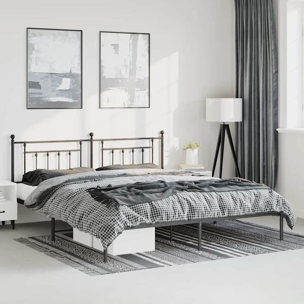 vidaXL Estrutura de cama com cabeceira 183x213 cm metal preto