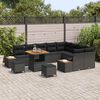 vidaXL Conjunto de Sof&aacute; de Jardim com almofada Preto Rattan Sint&eacute;tico