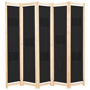 vidaXL Divis&oacute;ria de quarto com 5 pain&eacute;is 200x170x4 cm tecido preto