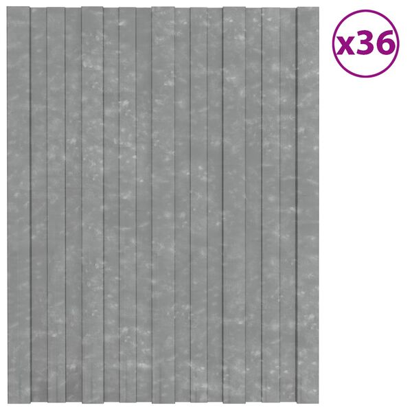 vidaXL Painel de telhado 36 pcs Prateado 60 x 45 cm A&ccedil;o galvanizado
