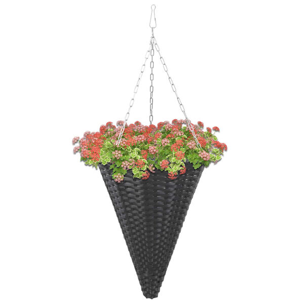 vidaXL Cestos de flores suspensos 2 pcs vime PE preto