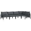 vidaXL Conjunto de Sof&aacute; de Jardim com almofada 5 pcs Preto A&ccedil;o