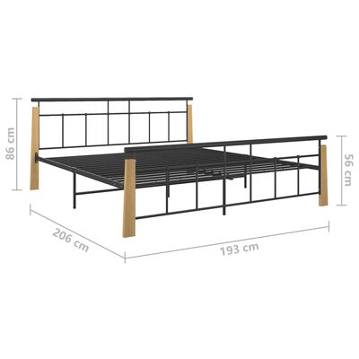 vidaXL Estrutura de cama 180x200 cm metal e madeira de carvalho maciça