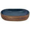 vidaXL Lavat&oacute;rio de bancada oval 59x40x14 cm cer&acirc;mica castanho e azul