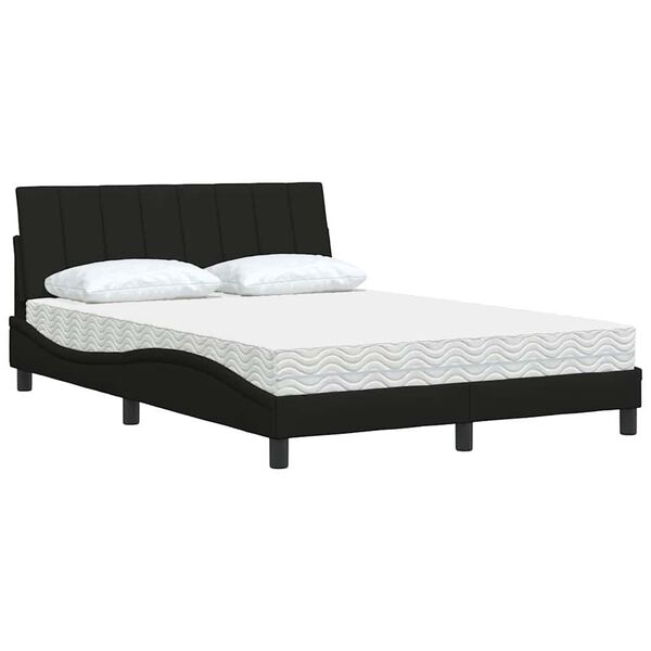vidaXL Cama com colch&atilde;o Hanko 140x200 cm tecido preto