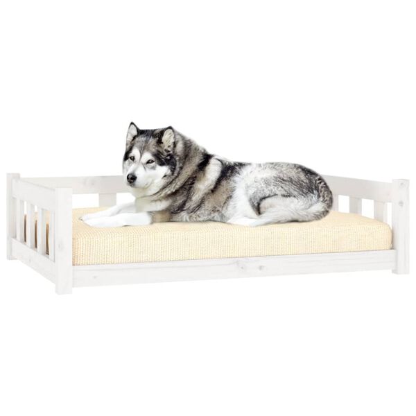 vidaXL Cama para c&atilde;es 105,5x75,5x28 cm madeira de pinho maci&ccedil;a branco