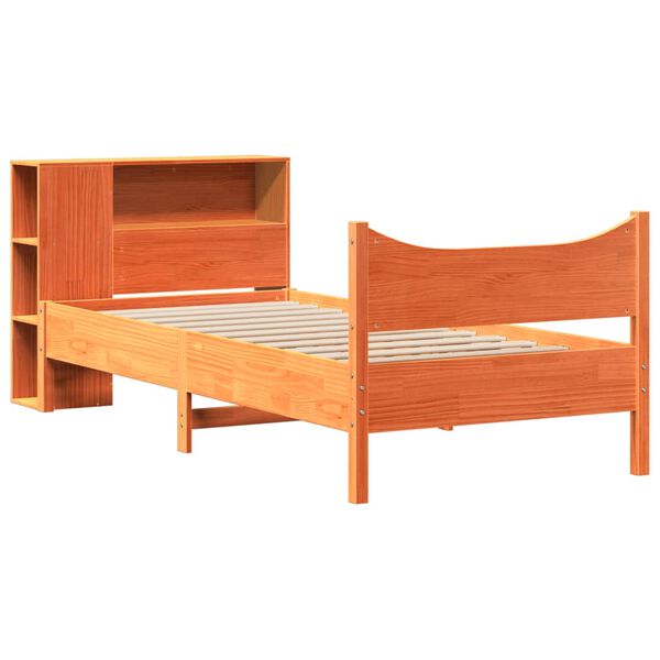 vidaXL Cama sem colchão 75x190 cm madeira de pinho maciça castanho-mel