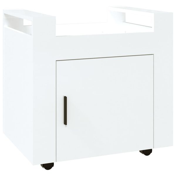 vidaXL Carrinho secretária 60x45x60cm deriv. madeira branco brilhante