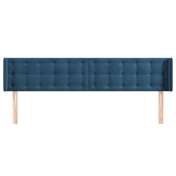 vidaXL Cabeceira de cama c/ abas tecido 183x16x78/88cm azul-escuro