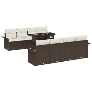 vidaXL Conjunto de Sof&aacute; de Jardim 9 pcs Castanho Rattan Sint&eacute;tico