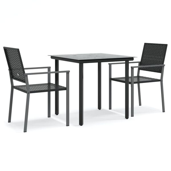 vidaXL 3 pcs conjunto de jantar p/ jardim vime PE e a&ccedil;o
