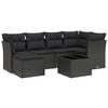 vidaXL 7 pcs conjunto de sof&aacute;s p/ jardim c/ almofad&otilde;es vime PE preto
