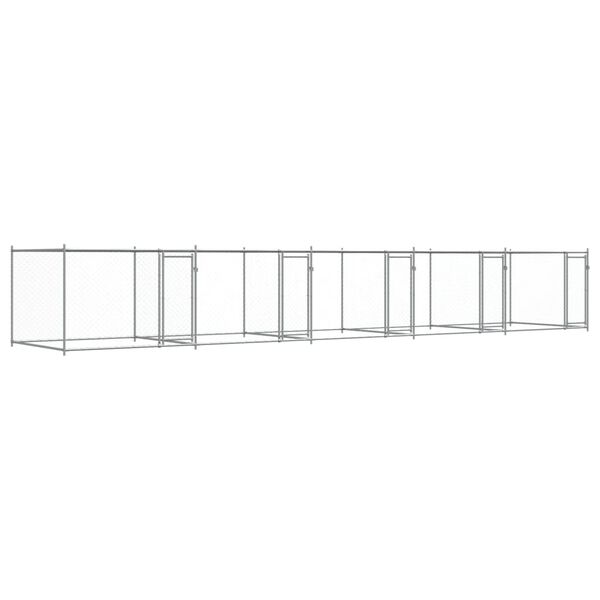 vidaXL Jaula para cão com portas 10x2x1,5 m aço galvanizado cinzento