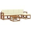 vidaXL Conjunto de Sof&aacute;s para Exterior 6 pcs Natural e Creme