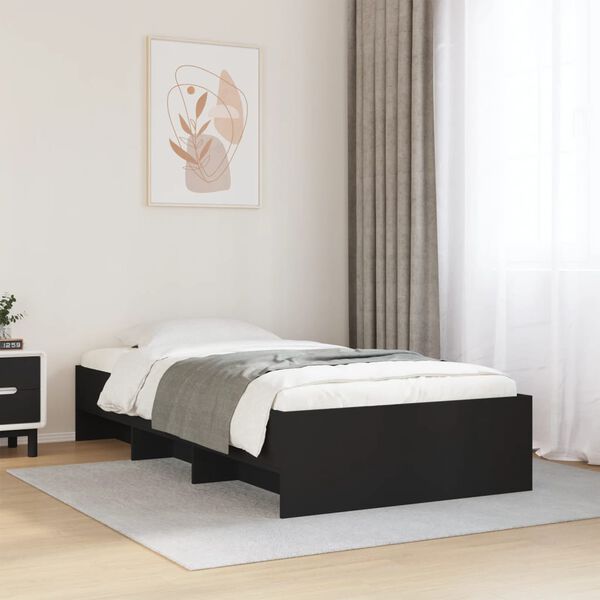 vidaXL Estrutura de cama 100x200 cm derivados de madeira preto