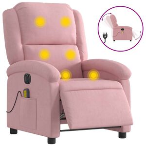 vidaXL Poltrona de massagens reclin&aacute;vel el&eacute;trica veludo rosa