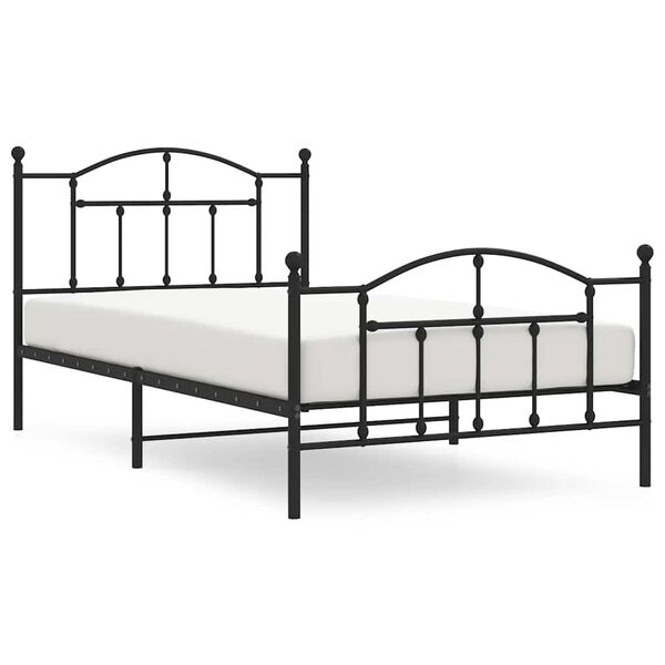vidaXL Estrutura de cama com cabeceira e pés 100x200 cm metal preto