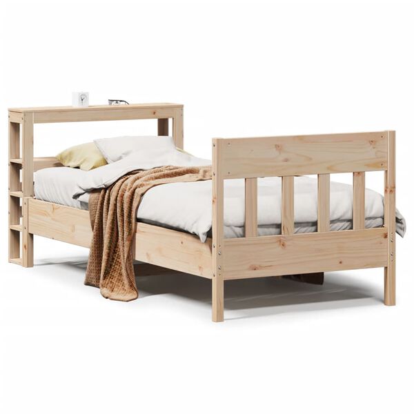vidaXL Cama sem colchão 75x190 cm madeira de pinho maciça