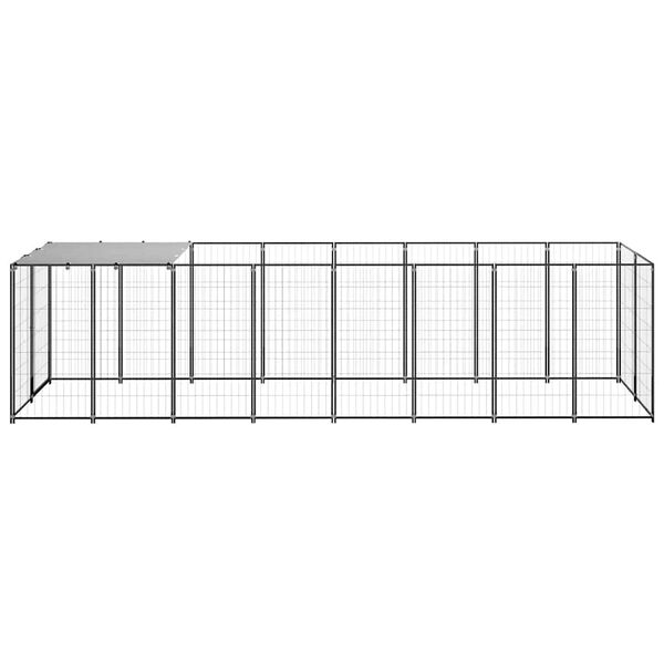 vidaXL Canil para cães 4,84 m² aço preto