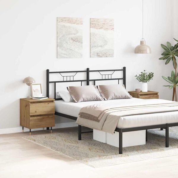 vidaXL Arm&aacute;rio de Cabeceira 2 pcs Carvalho Artesanal 40 x 35 x 50 cm