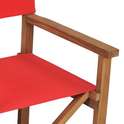 vidaXL Cadeiras de realizador 2 pcs madeira de teca maciça vermelho