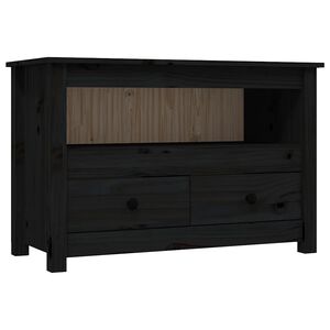 vidaXL M&oacute;vel de TV 79x35x52 cm madeira de pinho maci&ccedil;a preto