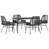 vidaXL Conjunto de jantar jardim 5 pe&ccedil;as almofadas vidro vime PE preto