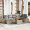 vidaXL Conjunto de Sof&aacute; de Jardim 8 pcs Bege Rattan Sint&eacute;tico