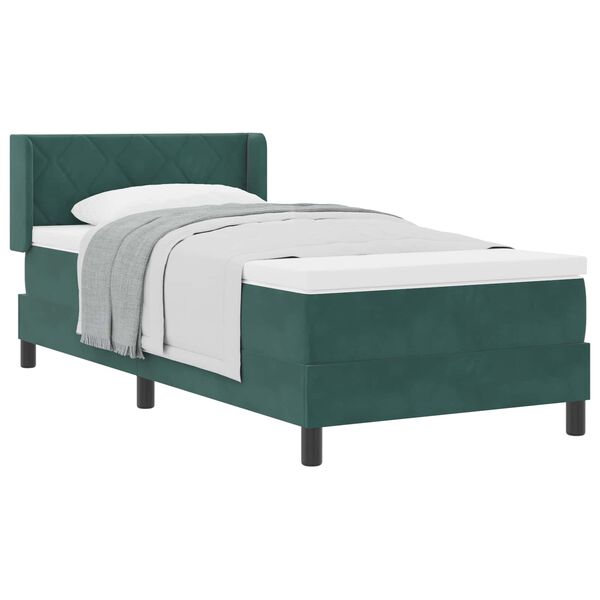 vidaXL Cama Box com colch&atilde;o Verde Escuro 200 x 100 cm Poli&eacute;ster