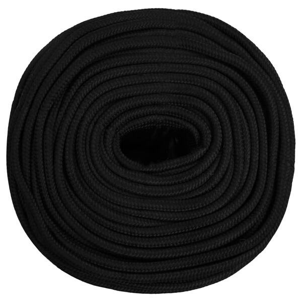 vidaXL Corda de trabalho 10 mm 250 m poli&eacute;ster preto
