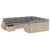 vidaXL 11 pcs conjunto sof&aacute;s de jardim c/ almofad&otilde;es vime PE bege