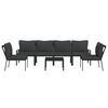 vidaXL 7 pcs conjunto lounge de jardim aço c/ almofadões cinzentos