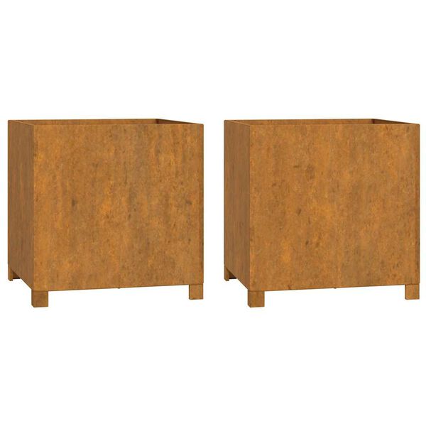 vidaXL Vaso/floreira c/ pernas 2 pcs 50x50x50cm aço corten enferrujado