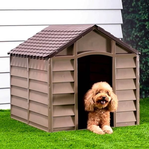 vidaXL Casota para cães 86x84x82 cm polipropileno castanho