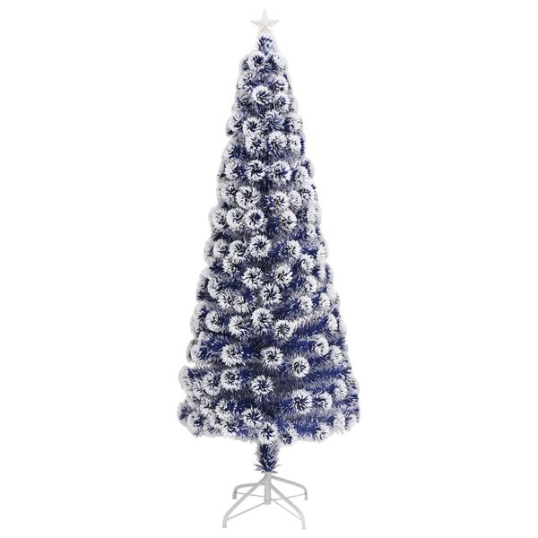 vidaXL Árvore Natal artificial pré-iluminada fibra ótica branco/azul